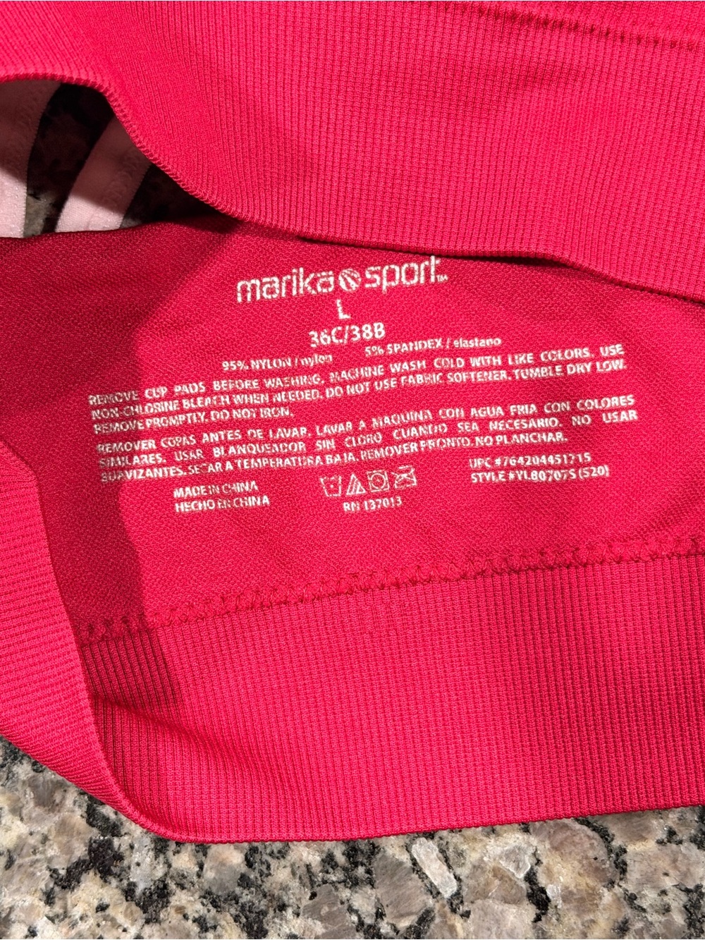 Marika Hot Pink Seamless Sports Bra with Light Pink Crisscross Straps - Picture 3 of 3